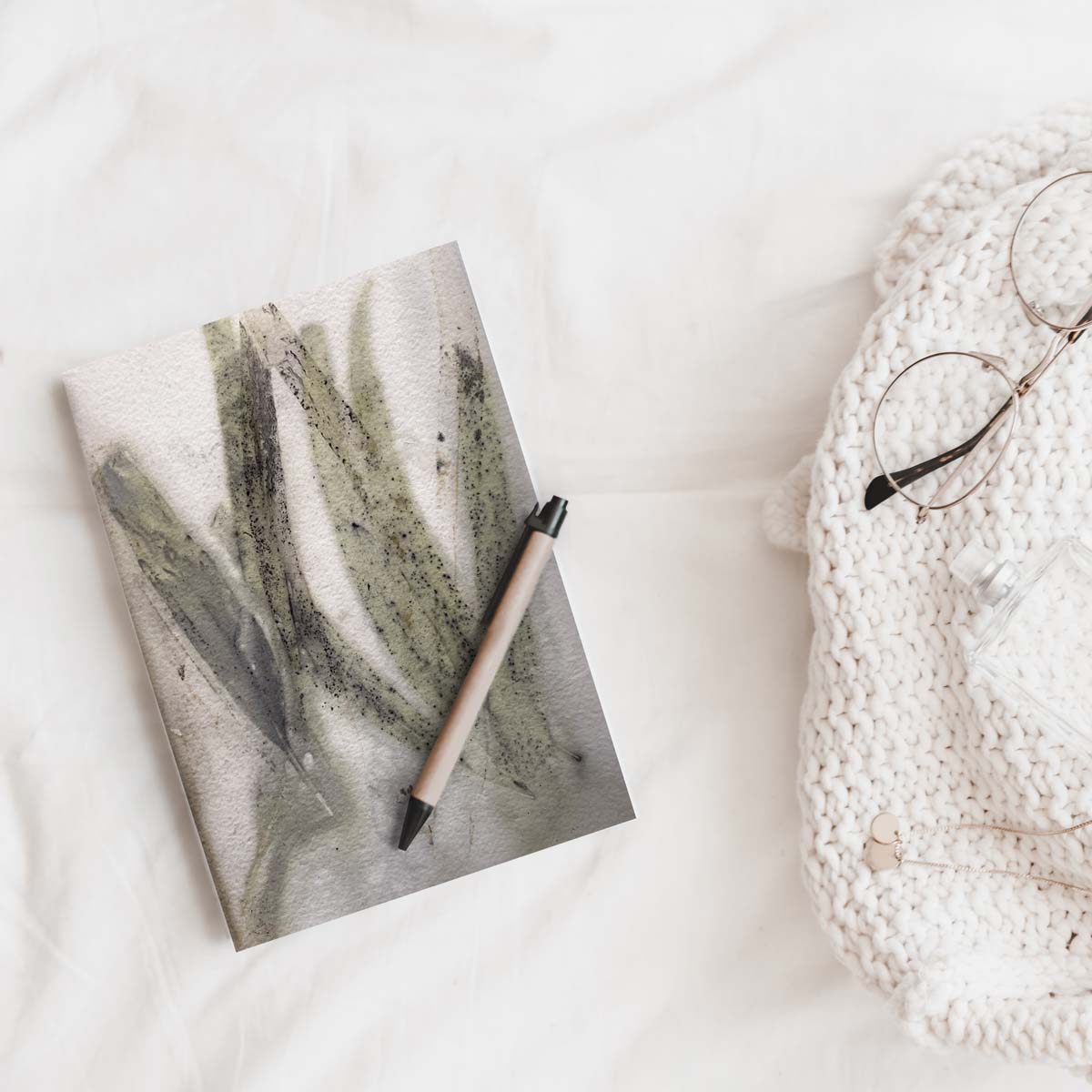Eco-printed Handmade Journal - Eucalyptus leaf print