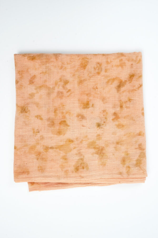 Eco-printed Kala Cotton Stole -  Peach with Green - Image 2