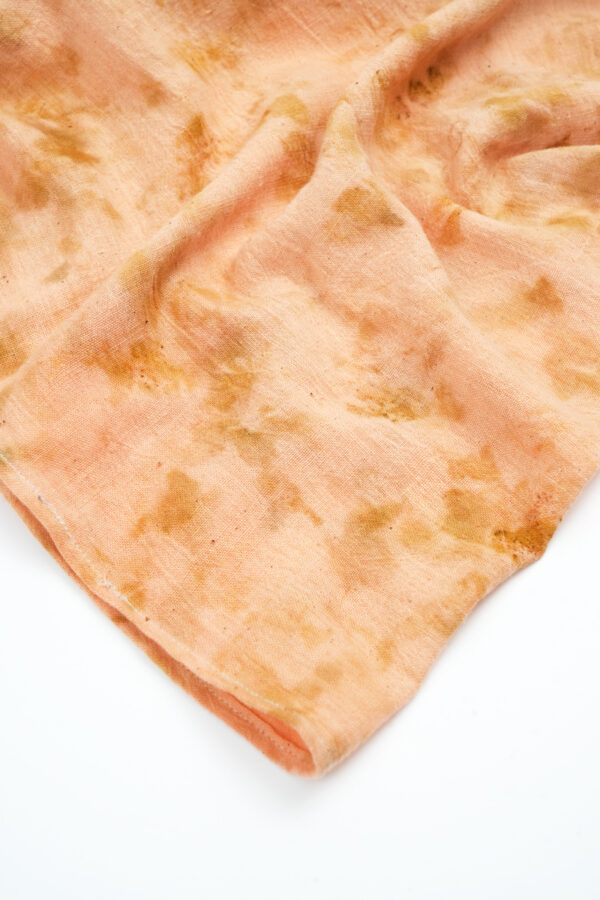 Eco-printed Kala Cotton Stole -  Peach with Green - Image 3