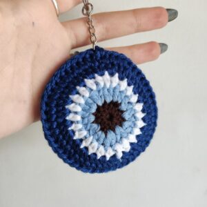 Handmade Crochet Evil Eye Keychain | Blue Nazar Charm
