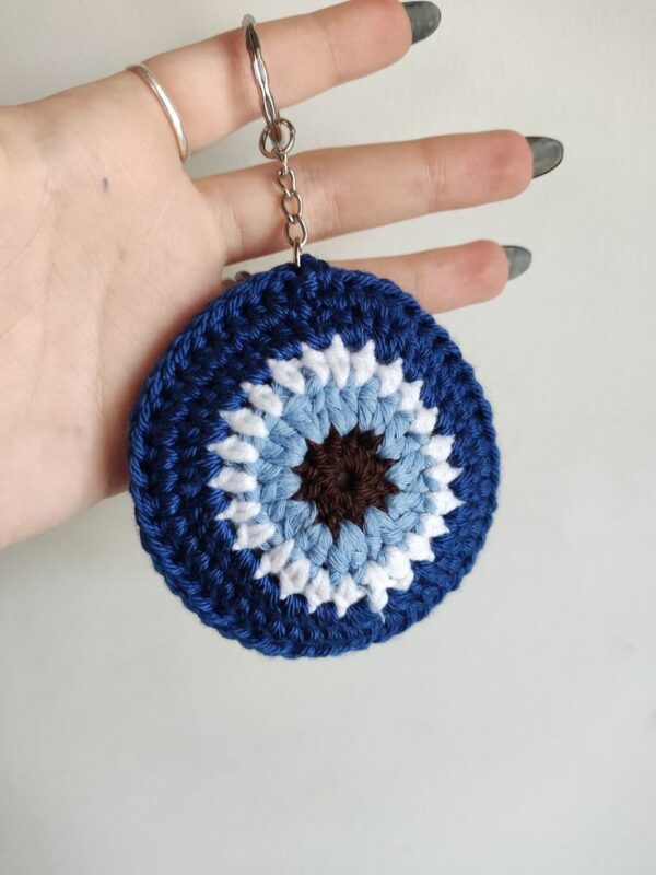 Handmade Crochet Evil Eye Keychain | Blue Nazar Charm