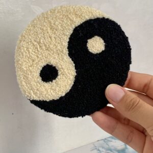 Yin & Yang Punch Needle Coaster – Handmade, Eco-Friendly, Artistic Home Decor