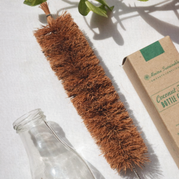 Coconut Fiber Bottle & Veggie Brush Set – Eco-Friendly Duo - Image 3