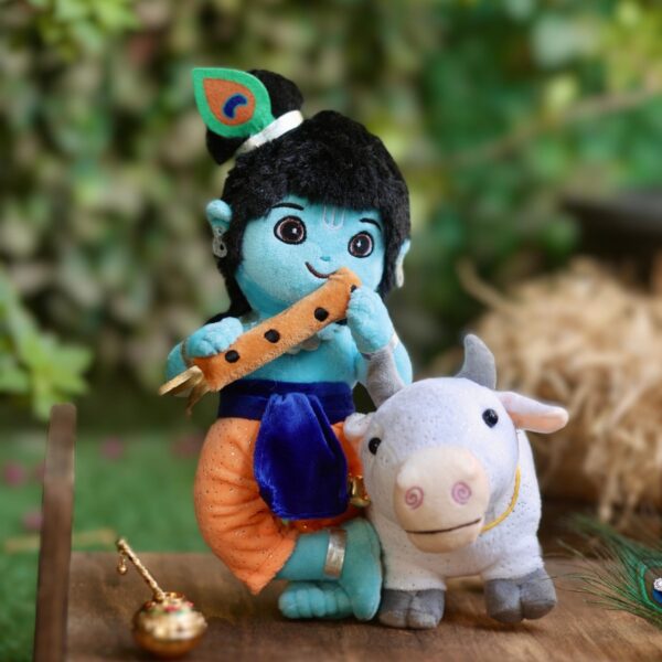 Panda's Box Lord Krishna & Cow (Non-musical) Stuffed Plush Toy - Image 2