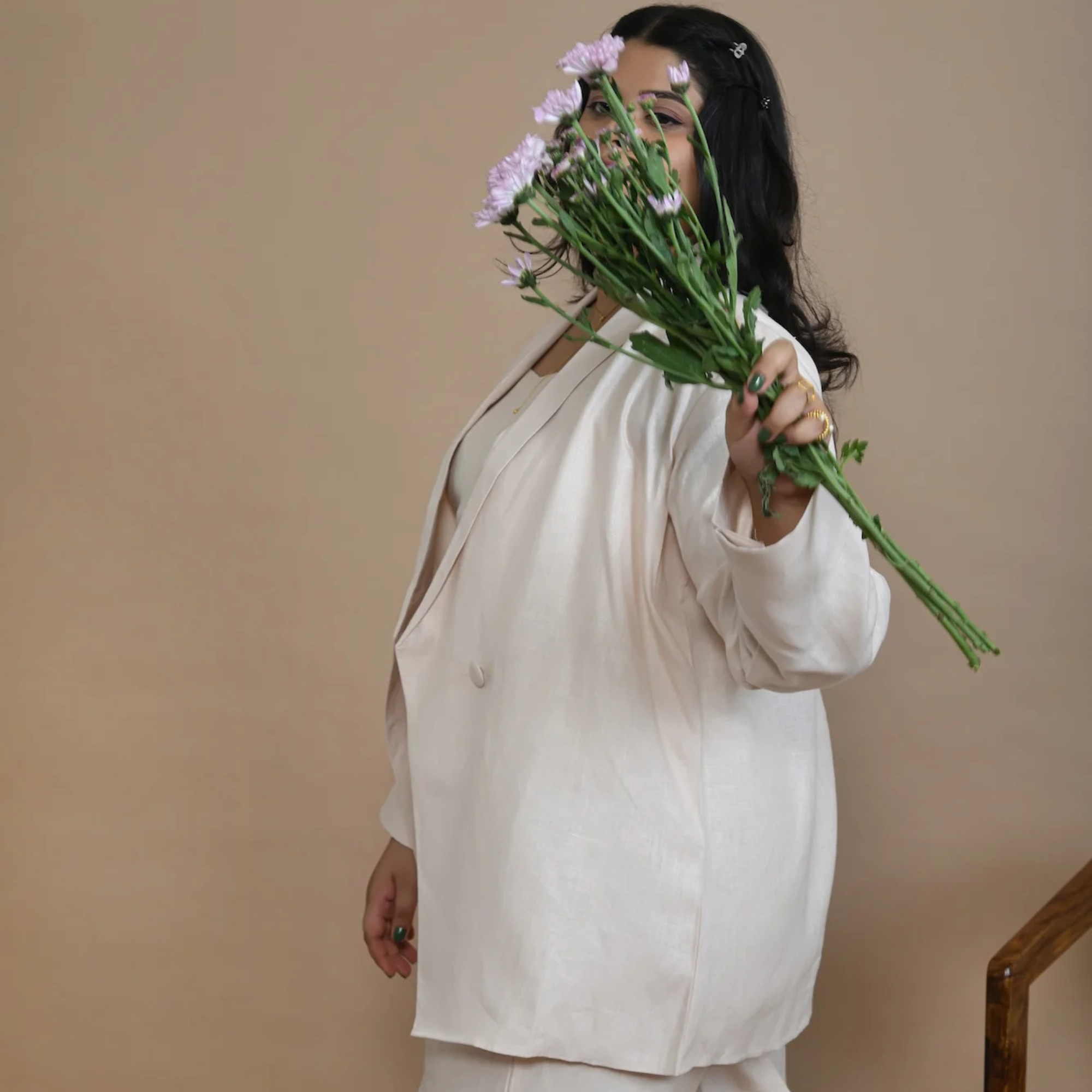 Peach Hemp Blazer-Inspired Overshirt | Versatile wear
