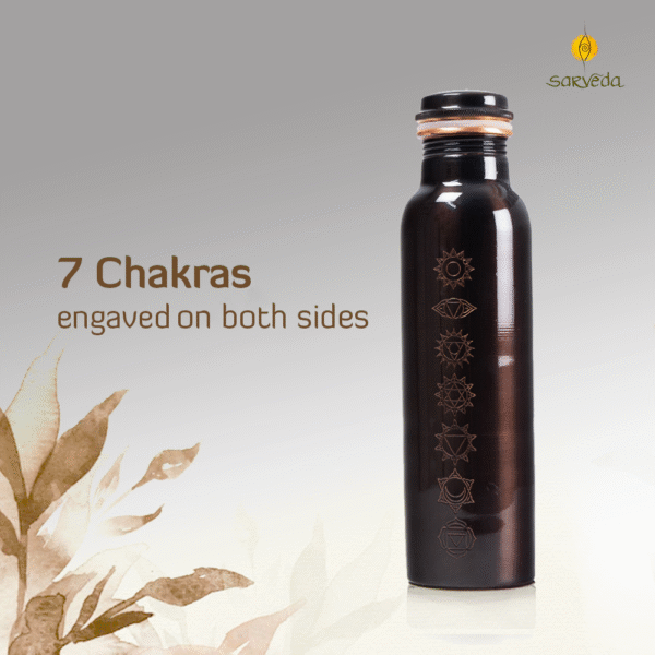 Sarveda 7 Chakra Vintage Copper Water Bottle 1 Litre | With Handle - Image 2