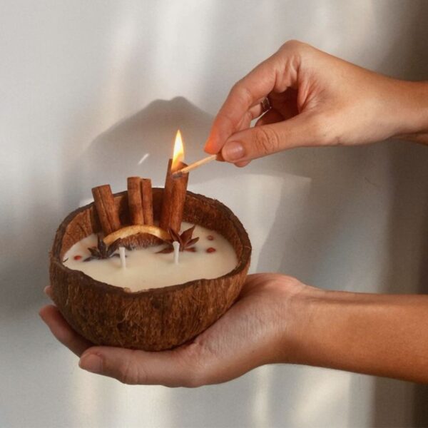 Coconut Shell Candle – 150g Soy Wax | Fresh Scent for Calm, Decor & Gifting - Image 3