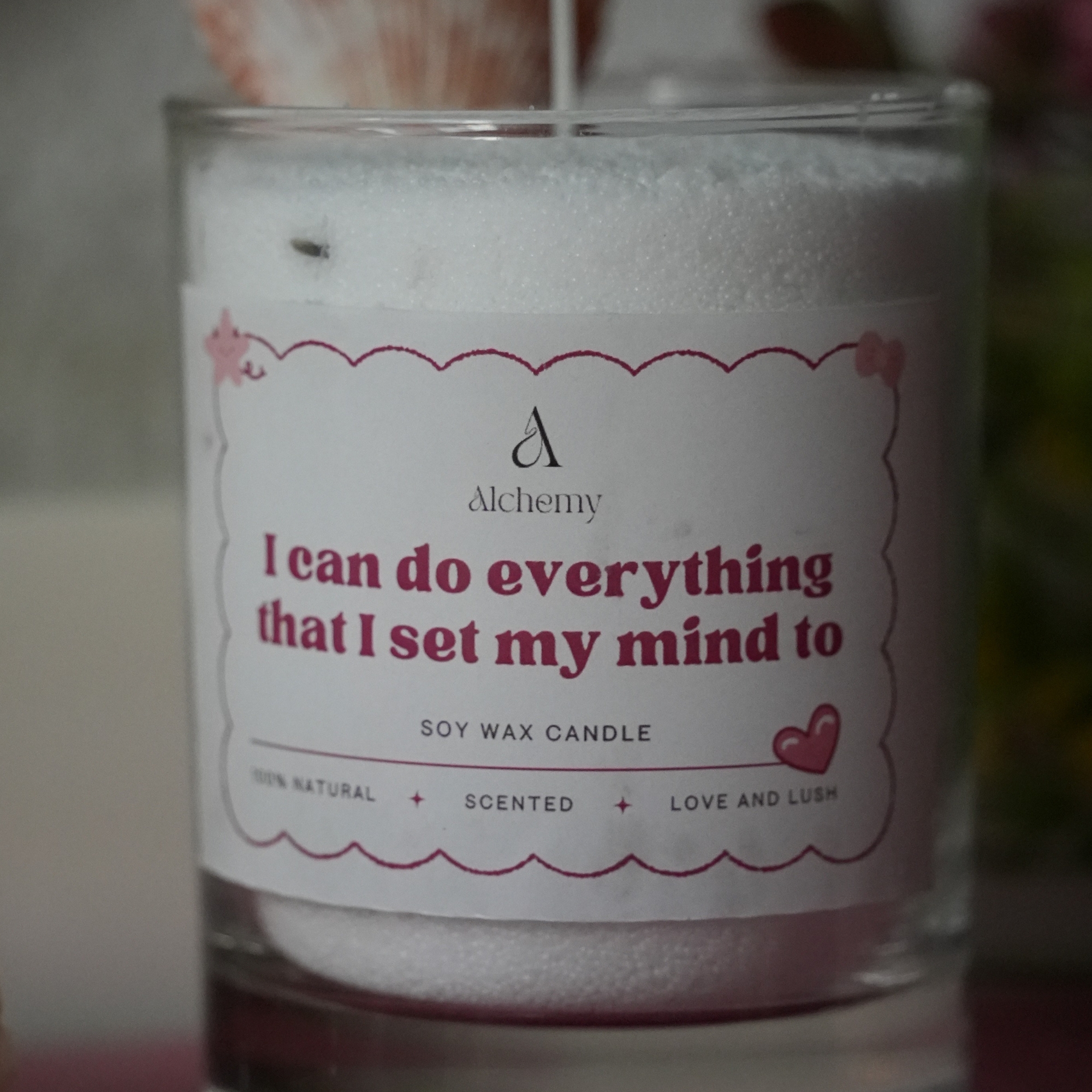 Custom Quote Sand Wax Candle – Rose Petals / Lavender Buds | Personalized Gift, Aromatherapy Decor